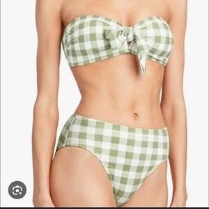 ROBIN PICCONE Jemma Bikini Bottoms Size Small Gingham Agave Green NWOT